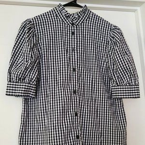 Who What Wear Gingham puff sleeve top,  S